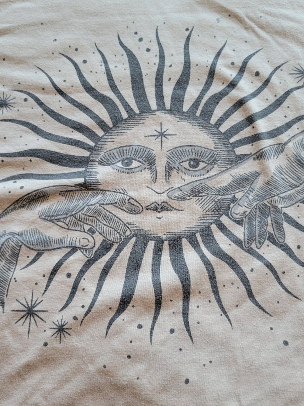 Vintage Celestial Cream Cropped Loose T-Shirt